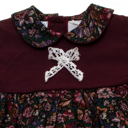 Pretty Originals Baby Girls Traditional Burgundy Floral Dress #2