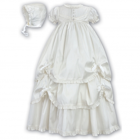Sarah Louise Ivory Silk Heirloom Christening Gown With Keepsake Bag