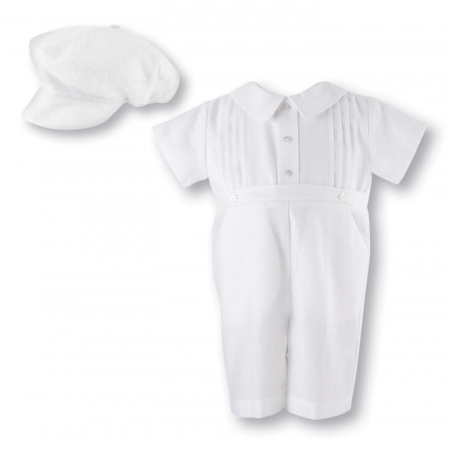 Sarah Louise Boys Christening Romper With Hat