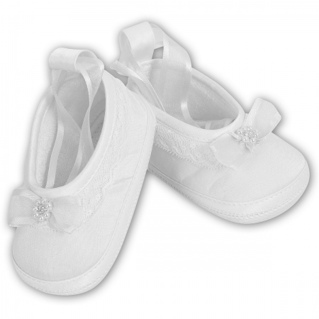 Baby Girls Sarah Louise Ballerina White Christening Shoes