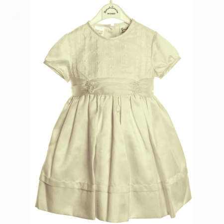 Sarah Louise Beaded Ivory Silk Like Dress