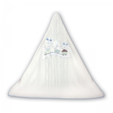 White Blanket With Blue Embroidery