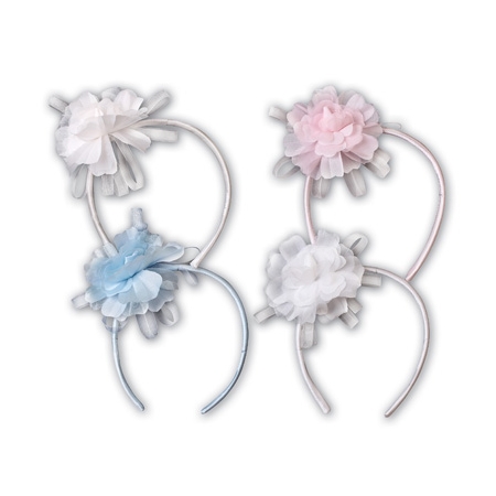 Sarah Louise Flower Decorated Alice Band In Pink Ivory And White