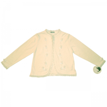 C 716 Sarah Louise ivory girl cardigan with frills and sequins