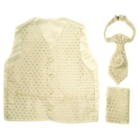 Glitter 3 piece boy ivory cream waistcoat set Or boy gold waistcoat set