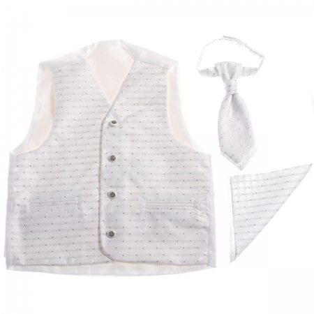 Boys white waistcoat cravat and handkerchief set