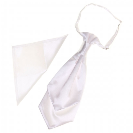 Boys White Cravat With Handkerchief