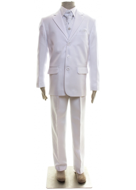 Boys White Suit With Waistcoat Cravat And Handkerchief