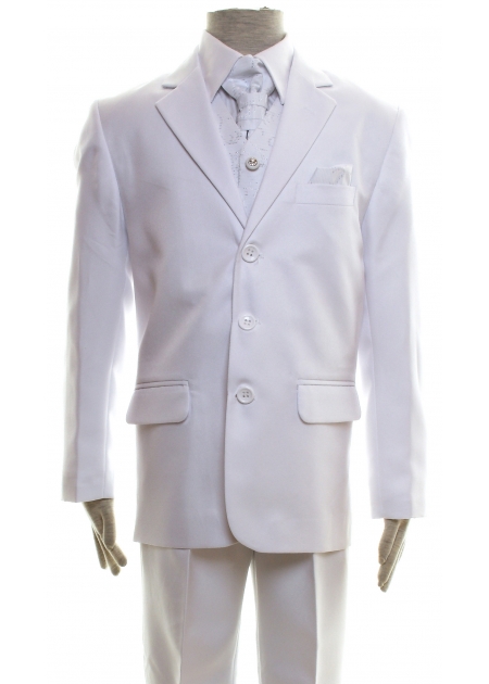 Boys White Suit With Waistcoat Cravat And Handkerchief #2