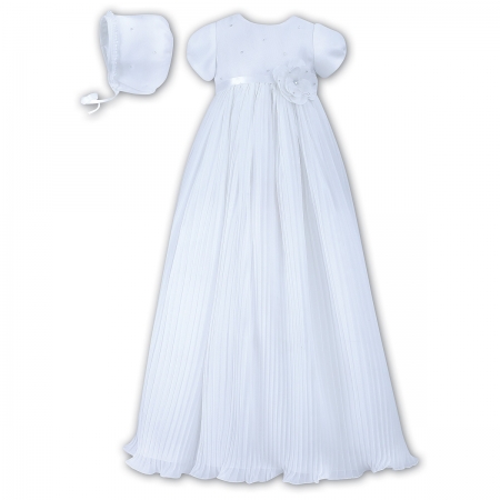 Sarah Louise Baby Girls White Christening Baptism Gown Flower Decoration