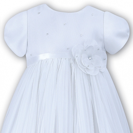 Sarah Louise Baby Girls White Christening Baptism Gown Flower Decoration #2