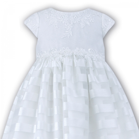 Sarah Louise Baby Girls White Stripes Organza Christening Baptism Gown #2