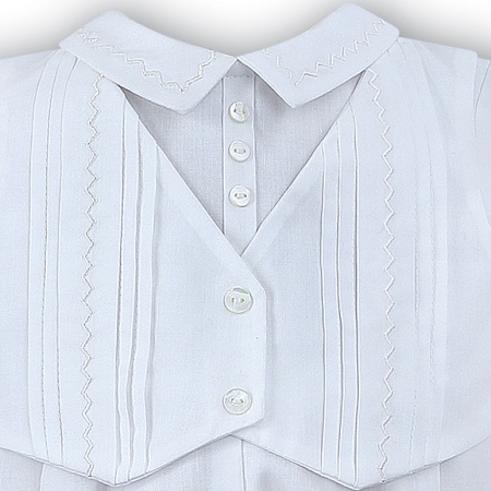 Baby Boys All in One Pleated White Romper Outfit With Hat #2