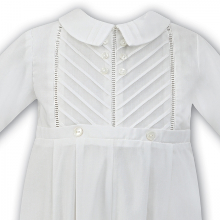Sarah Louise Baby Boys Side Pleated Ivory Romper With Hat #2