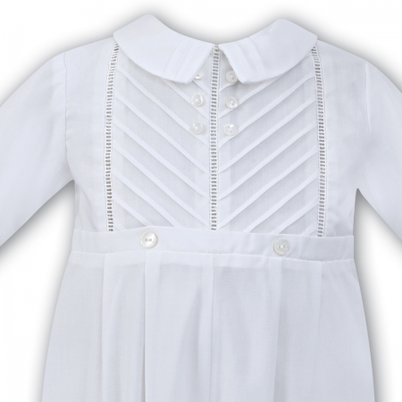 Sarah Louise Baby Boys Side Pleated White Romper With Hat #2