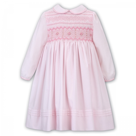Sarah Louise Pink Smocked Dress Pink White Embroideries
