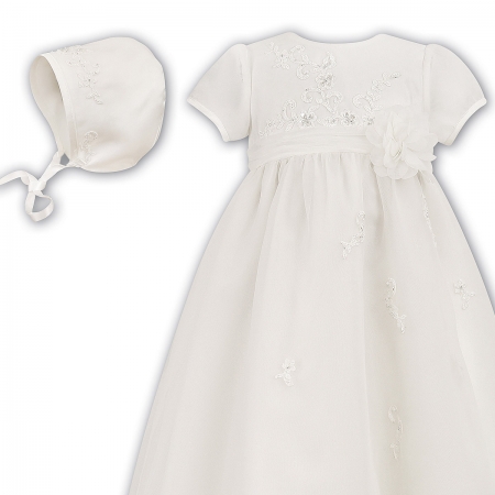 Sarah Louise Baby Girls Ivory Chiffon Christening Baptism Gown #2