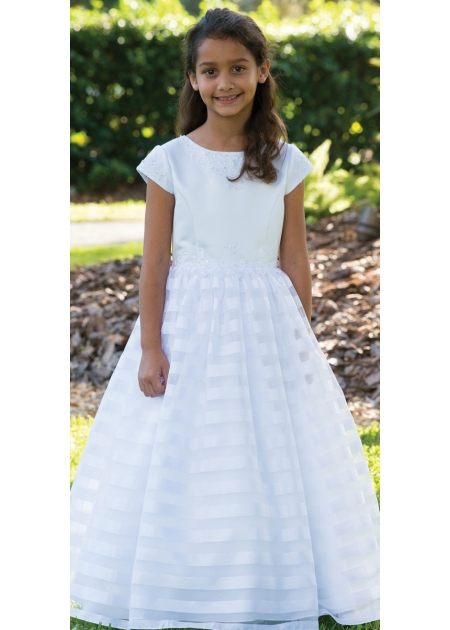 Sarah Louise White Communion With Flower Sequins On Waist And Chiffon Net #3