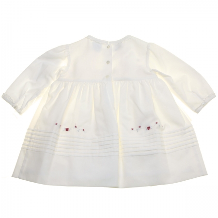 Sarah Louise Girls Ivory Smocked Dress Red Embroideries #3