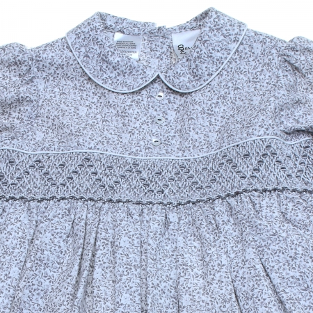 Sarah Louise Girls Grey Floral Smocked Dress #3