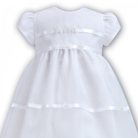 Sarah Louise Baby Girls Satin Stripes Organza Christening Baptism Gown #2