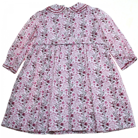 Sarah Louise Girls Red Flowers Smocked Embroidered Dress #2