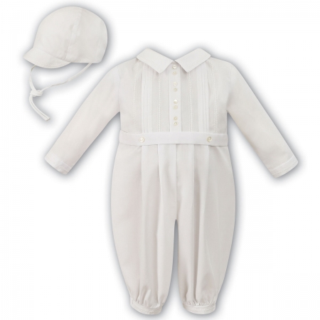 Sarah Louise Baby Boys Ivory Romper And Hat Outfit