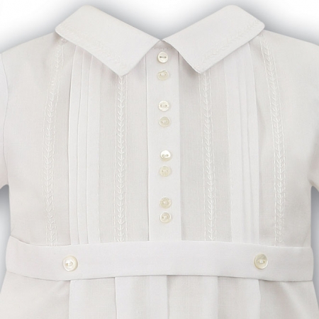 Sarah Louise Baby Boys Ivory Romper And Hat Outfit #2