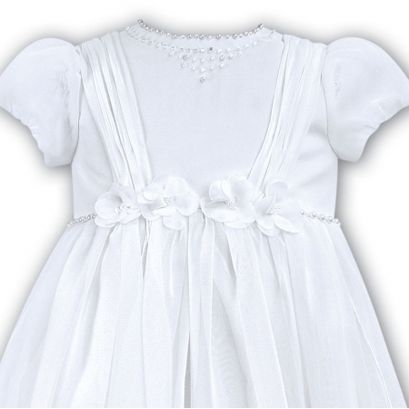 Baby Girls Flowers And Beads White Christening Robe #2