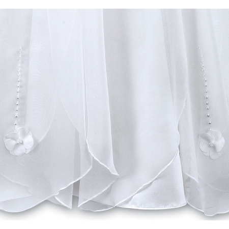 Baby Girls Flowers And Beads White Christening Robe #3