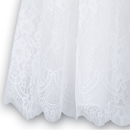 Baby Girls White Christening Robe With Floral Net #3