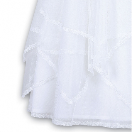 Baby Girls Flowers And Multi Layers Net White Christening Gown #3