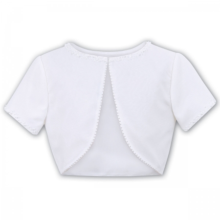 White Satin With Beads First Holy Communion Bolero