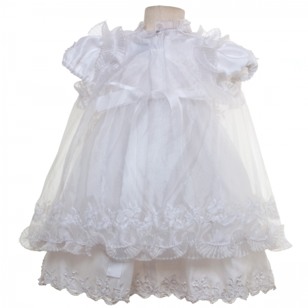 Baby Girls White Christening Dress With White Matching Bonnet #2