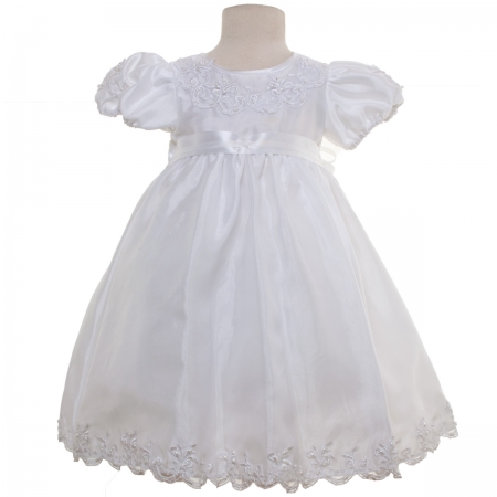 Baby Girls White Christening Dress With White Matching Bonnet #3