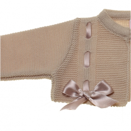 Baby Girls Caramel Colour Bolero With Bows #2
