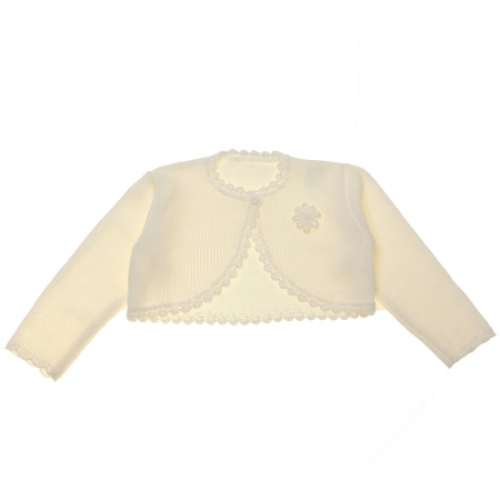 Baby Girls Ivory Bolero With Flower
