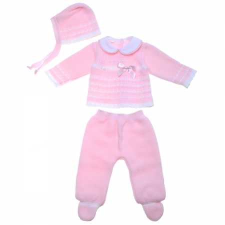 Baby Girls Pink Knitted Set 100% Cotton