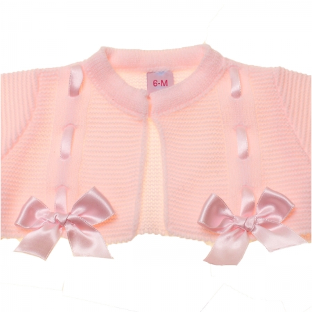 Baby Girls Pink Bolero With Bows #2