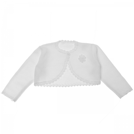 Baby Girls White Bolero With Flower