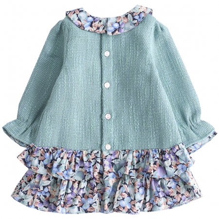 Spanish Baby Girls Pastel Green Floral Dress #2
