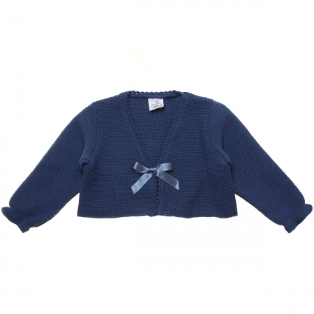 Baby Girls Azure Blue Bolero With Bow