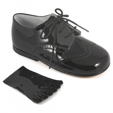 Boys Black Shoes Patent Leather Removable Flap Decoration #2