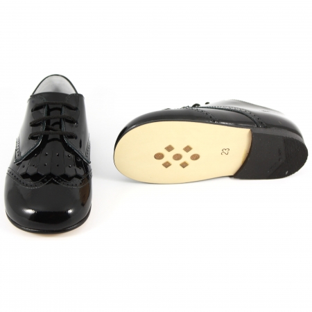 Boys Black Shoes Patent Leather Removable Flap Decoration #3