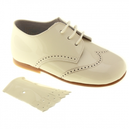 Boys Ivory Shoes Patent Leather Removable Flap Decoration #2