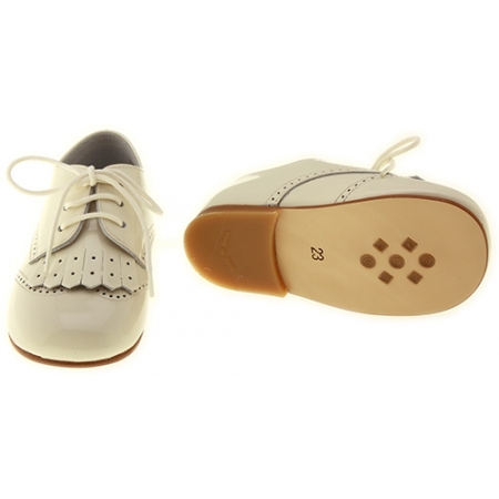 Boys Ivory Shoes Patent Leather Removable Flap Decoration #3
