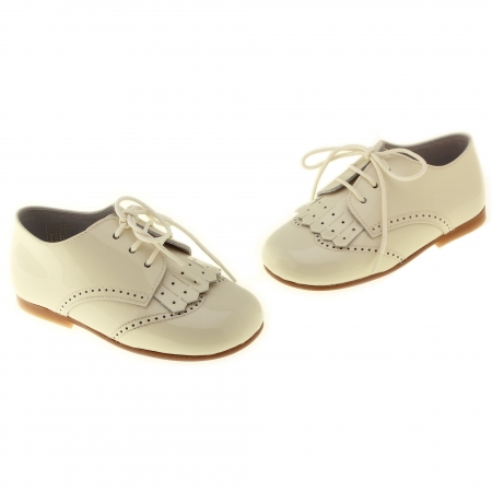 Boys Ivory Shoes Patent Leather Removable Flap Decoration #4