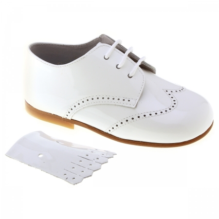 Boys White Formal Shoes Patent Leather Removable Flap Decoration #2