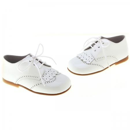 Boys White Formal Shoes Patent Leather Removable Flap Decoration #4