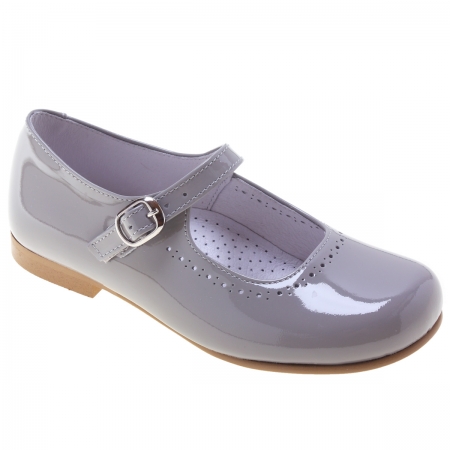 Ice Grey Or Light Grey Girls Leather Mary Jane Shoes